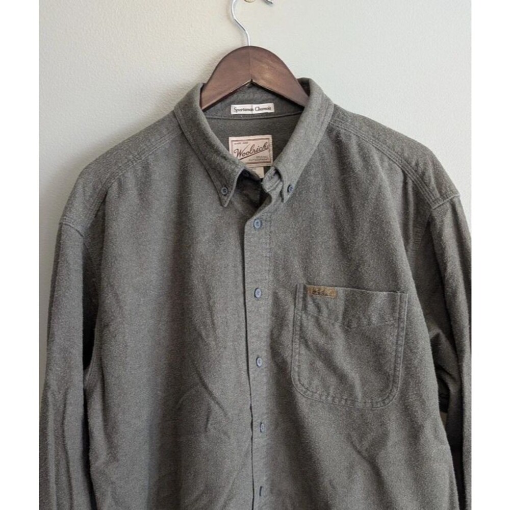 Vintage Woolrich Mens XL Sportsman Chamois Shirt Heavy Flannel Olive Green